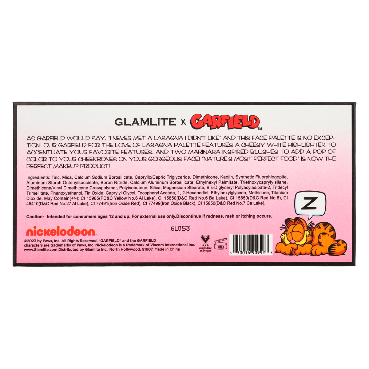 Garfield x Glamlite For The Love Of Lasagna Face palette