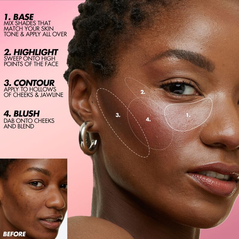 HD Skin Face Essentials Palette With Highlighters - H3 Tan to Deep