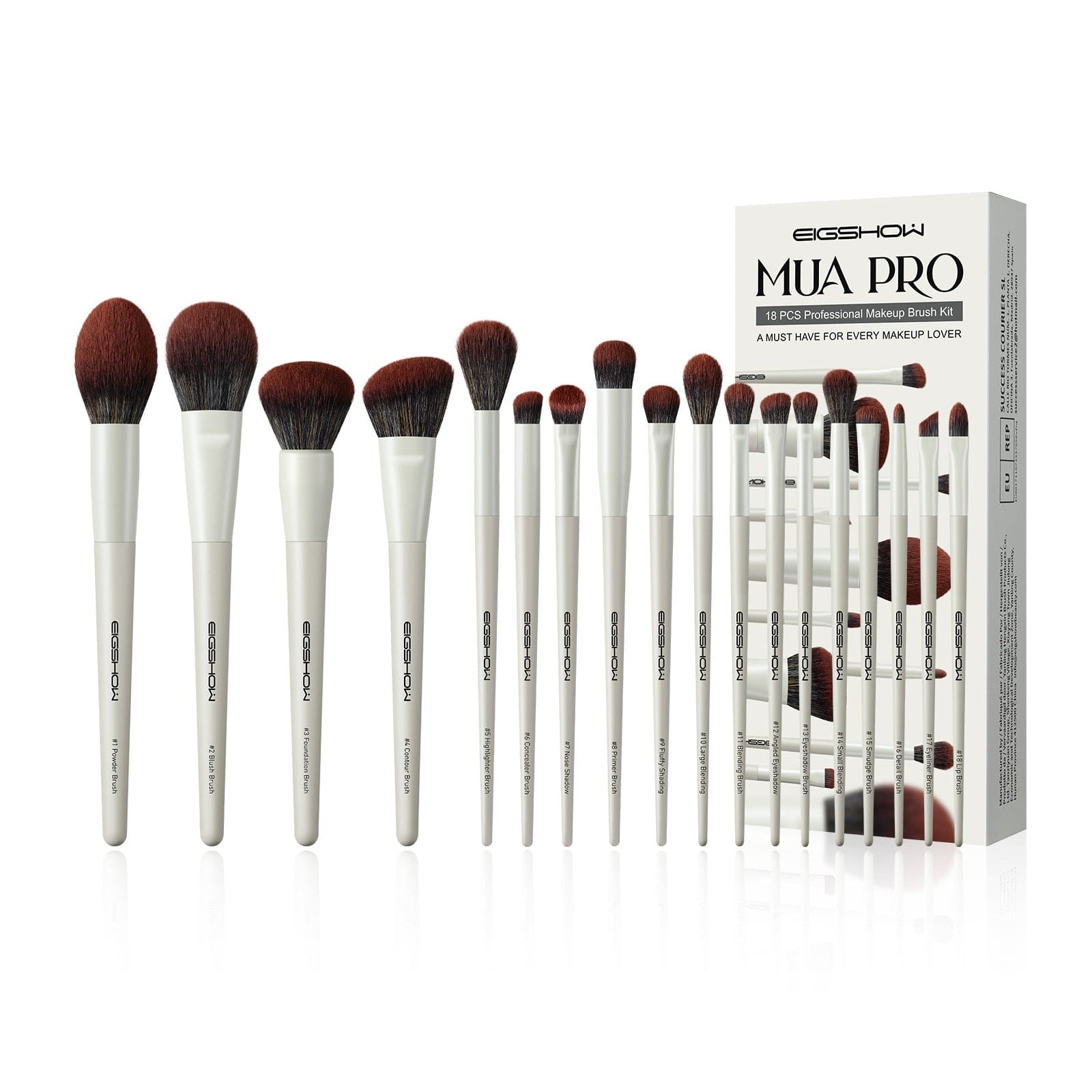 MUA Pro Series 18 PCS Makeup Brush Kit - Ivory