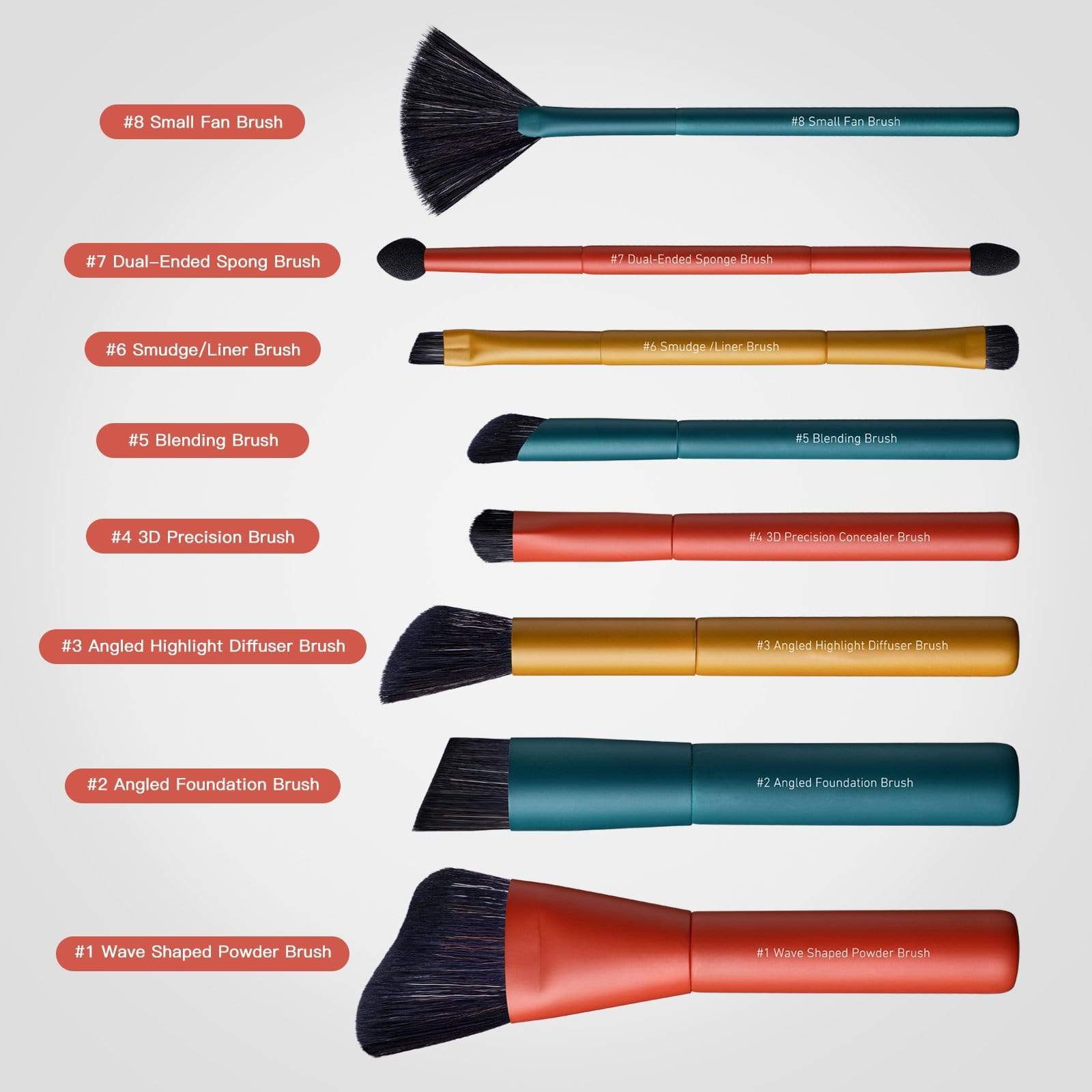 WonderGlam Series 8 pcs Professional Makeup Brushes Kit