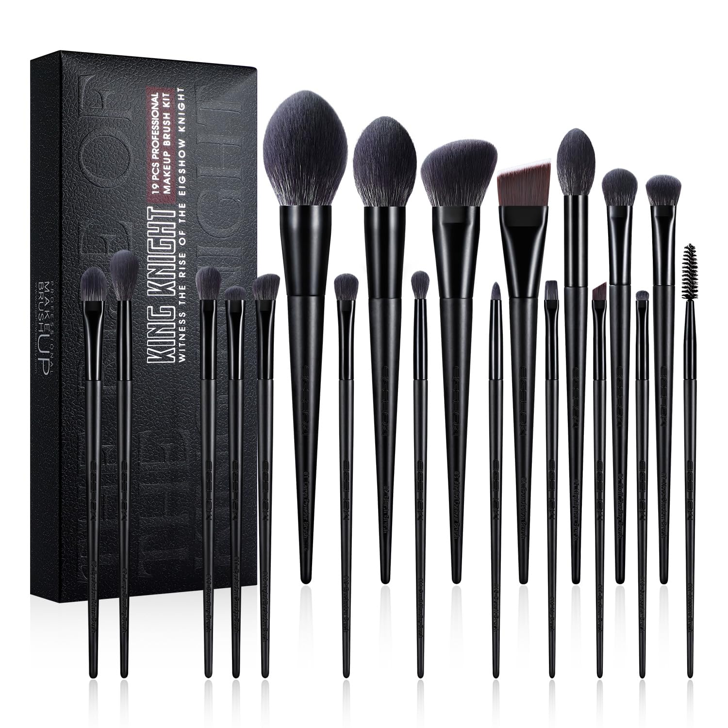 Kingknight Series 19 Pcs Professional Makeup Brush Set Black