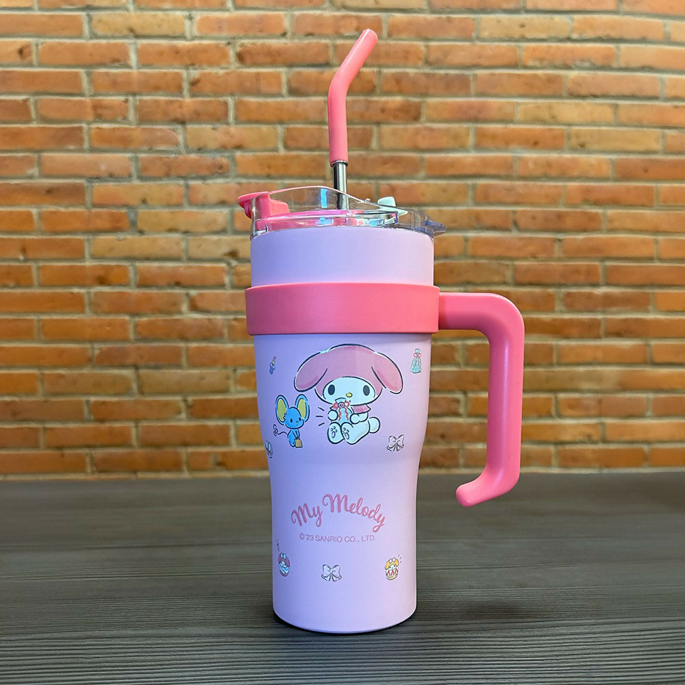 Vaso Térmico My Melody con Asa y Popote - Diseño Sanrio, Color Rosa