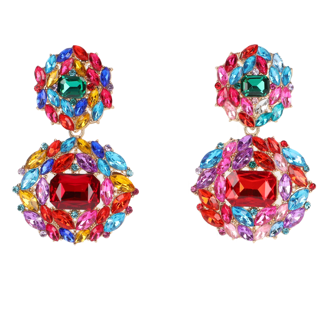 Aretes Circulos con Piedras de Colores