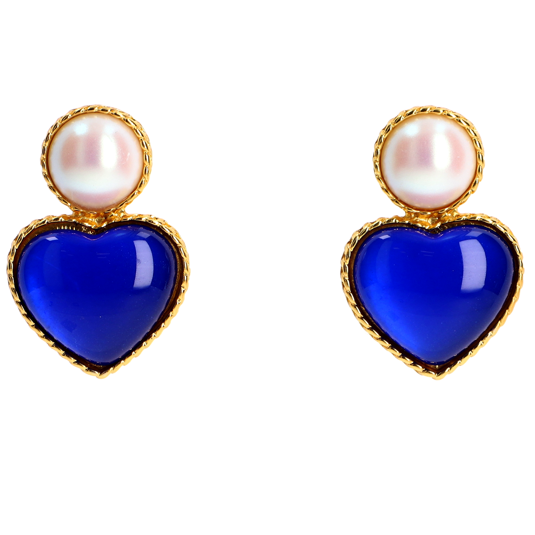 Aretes Corazones Azules