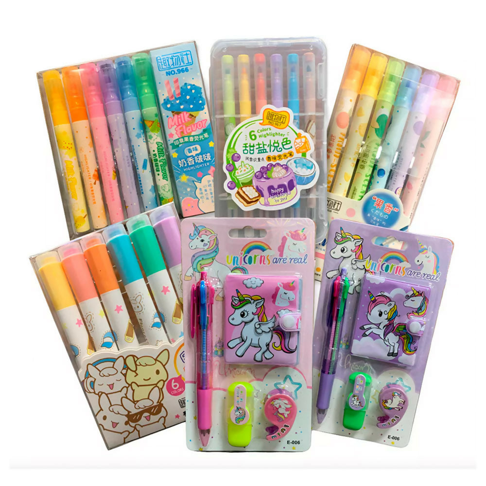 Kit Escolar de Plumones y Plumas Kawaii - Gatitos y Hello Kitty