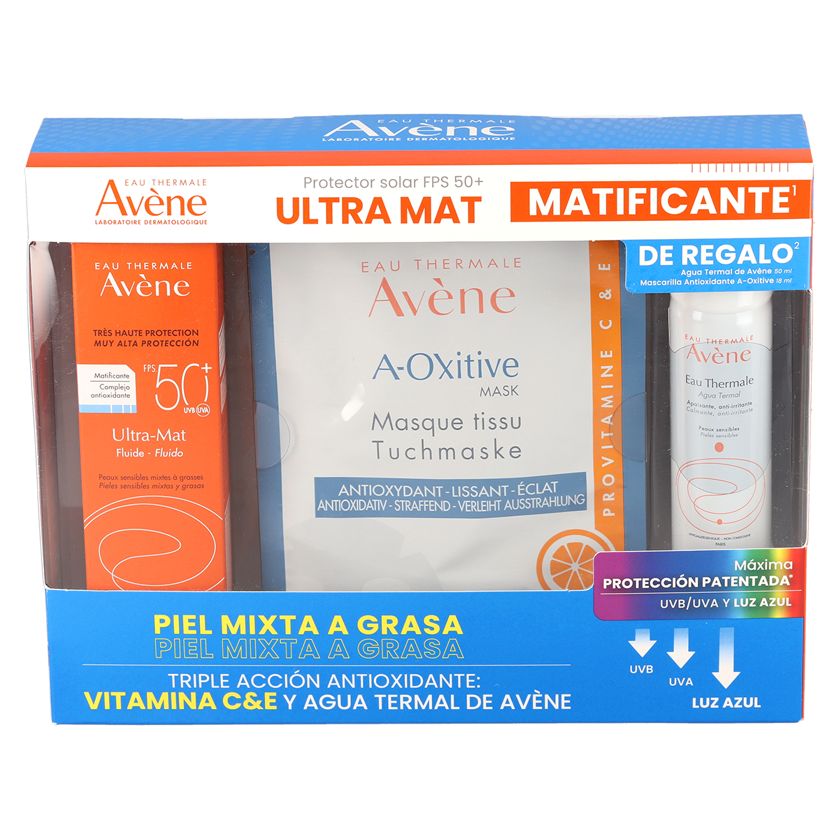 Ultra Mat FPS 50+ & A-Oxitive Mask - Avene - Nuestro Secreto