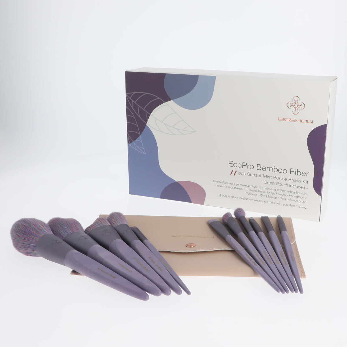 EcoPro Bamboo Fiber Sunset Mist Purple Brush Kit 11 Pcs