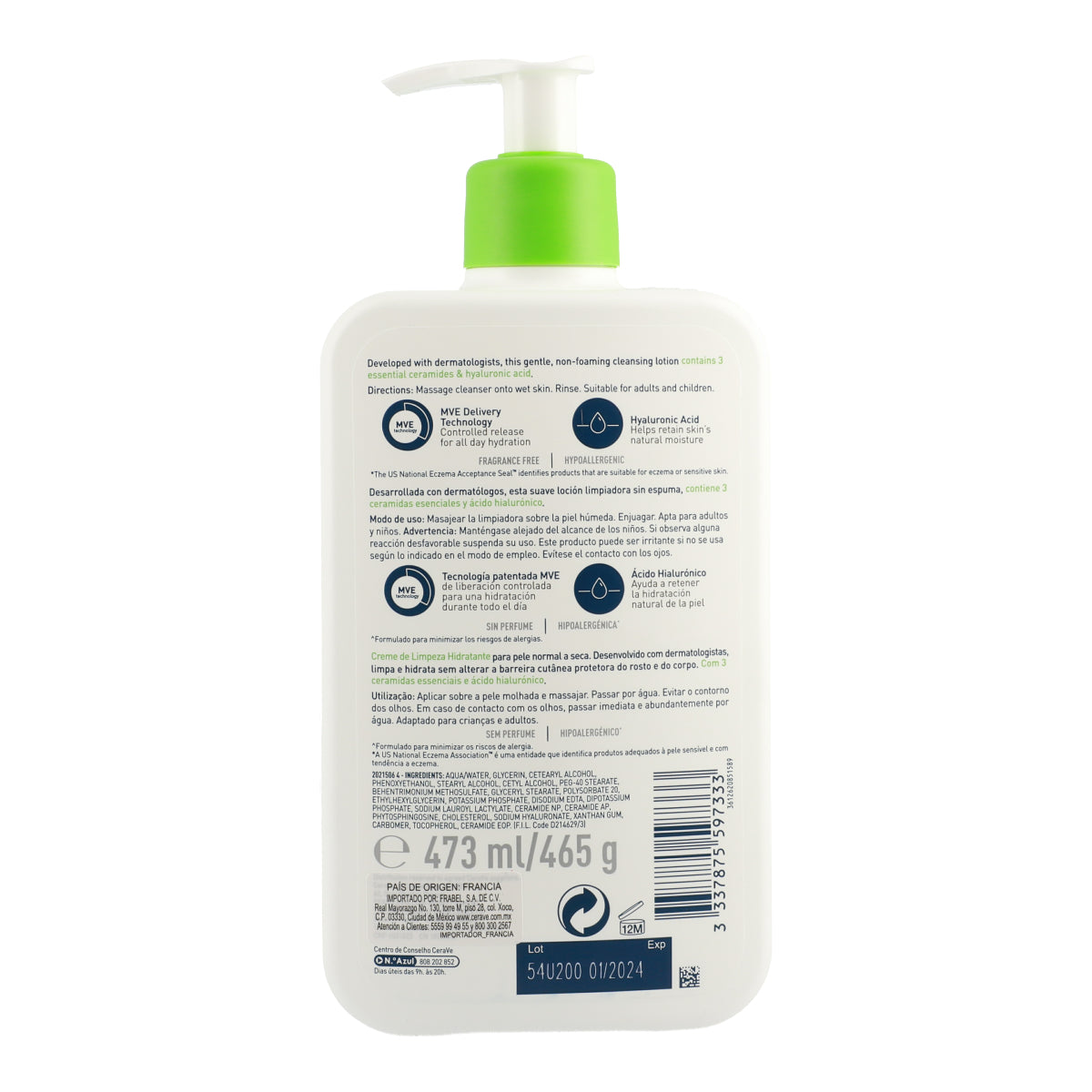 Limpiadora hidratante  / CeraVe 473 ml