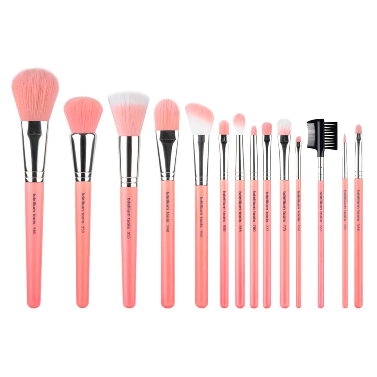 Pink Bambu Complete 14pc. Brush Set with Roll-up Pouch