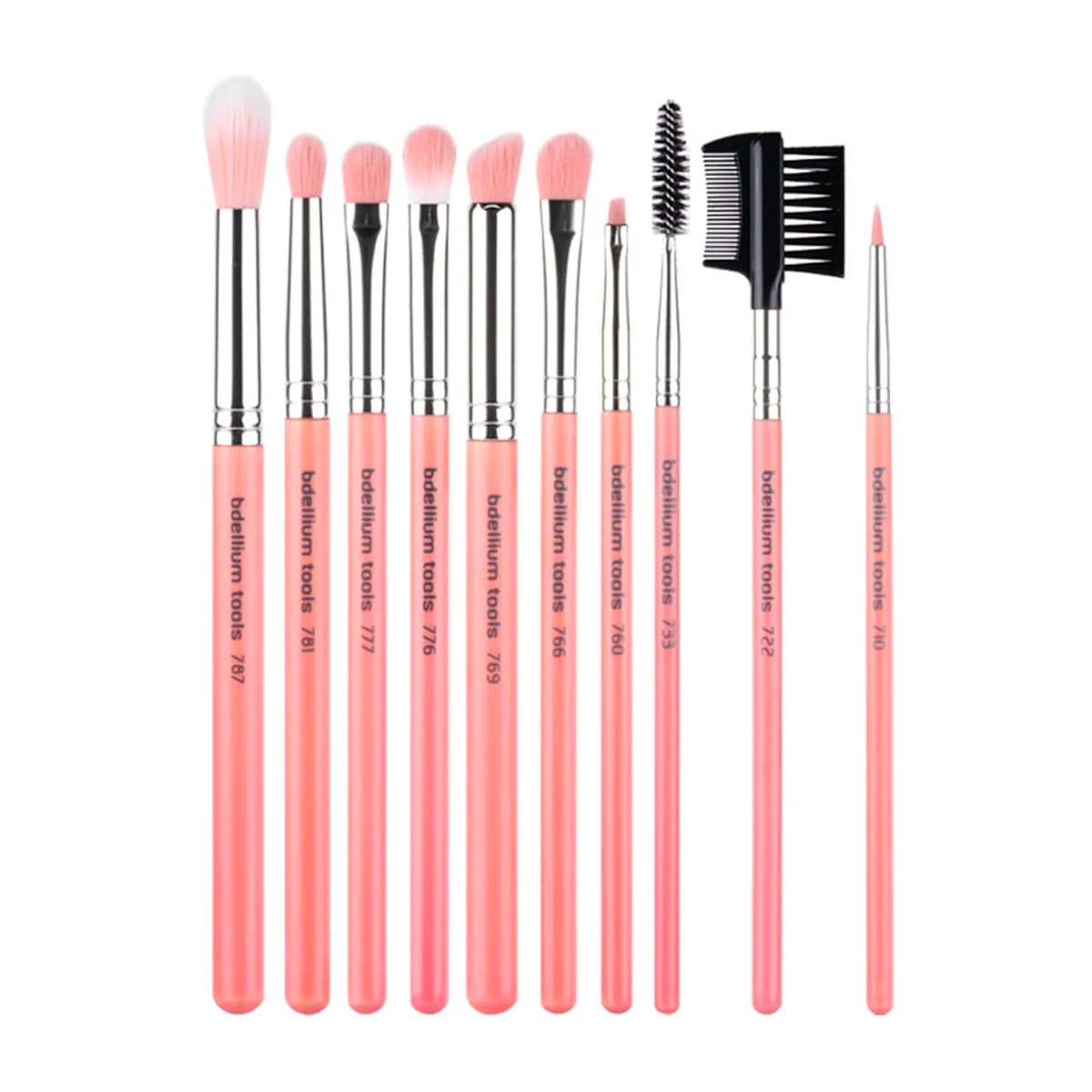 Pink Bambu Eyes Only 10pc. Brush Set with Roll-up Pouch