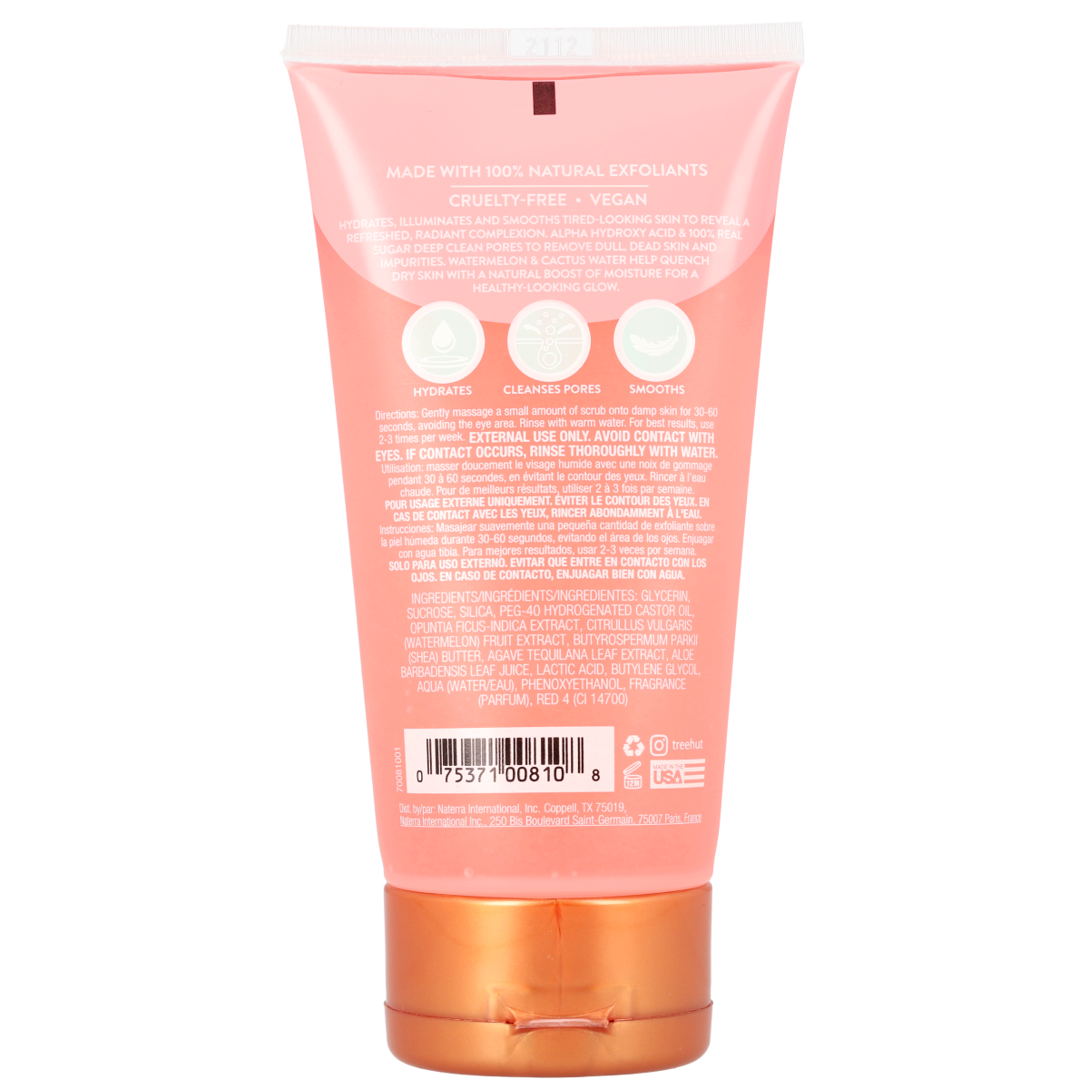 Hydrating watermelon & cactus face scrub - tree hut - nuestro secreto